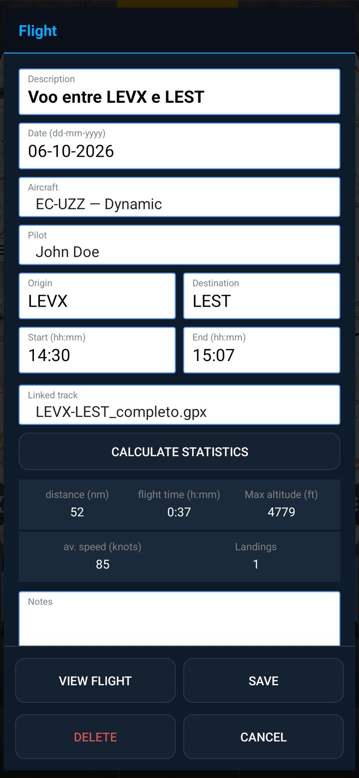 Flight details
