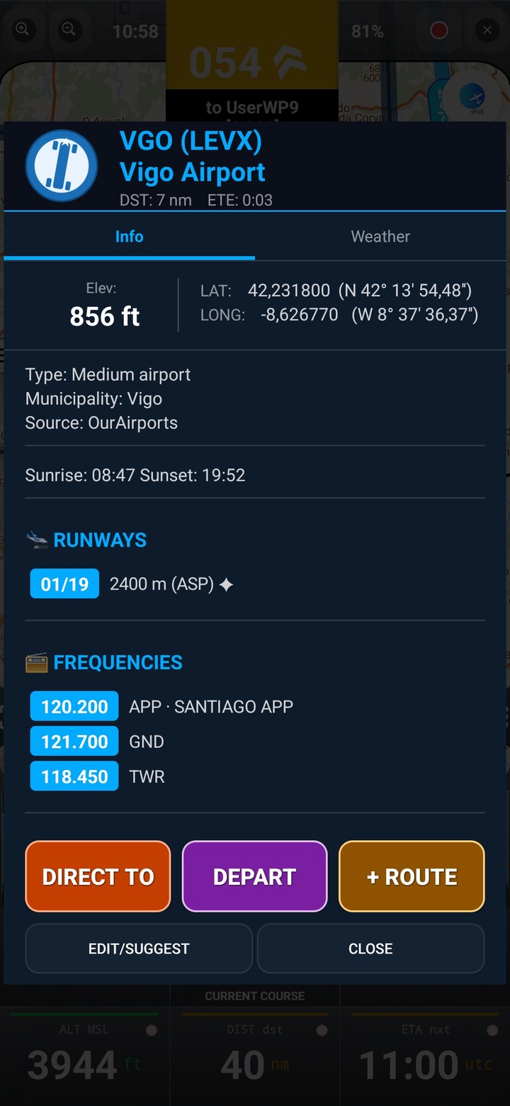 Waypoint information card
