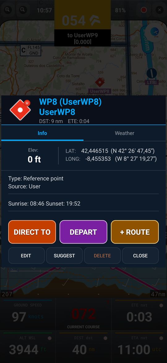 Uživatelský waypoint — Referenční bod