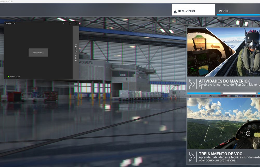Fenêtre de fs2ff affichant Connected