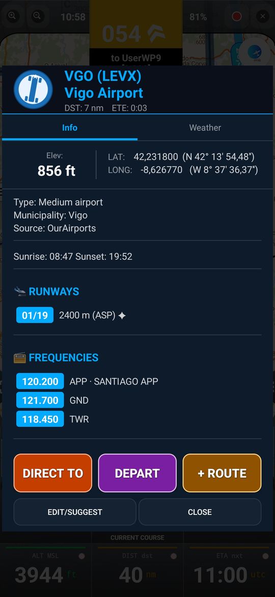 Informations du waypoint