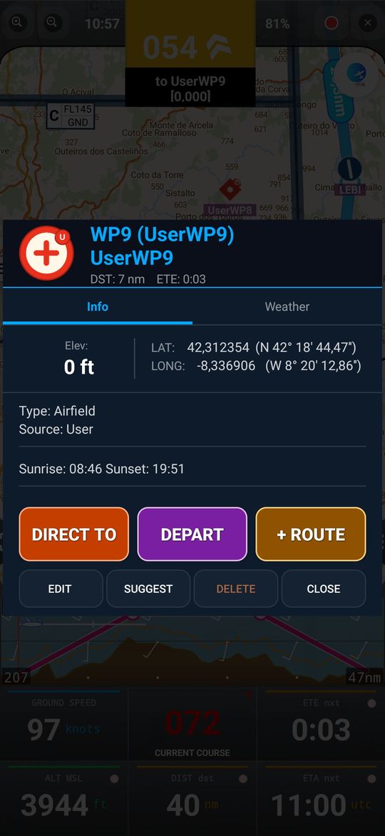 Waypoint utente — Campo di volo